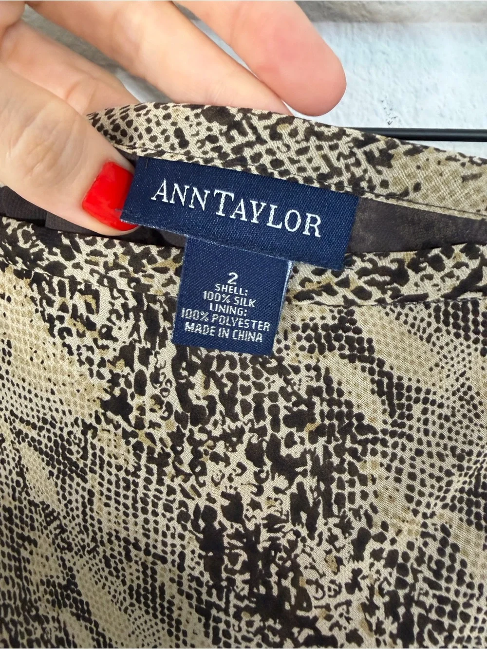 Vintage Ann Taylor Silk Two Piece Skirt Set Brown Snakeskin Cami Midi Size 2/4 - Picture 15 of 16